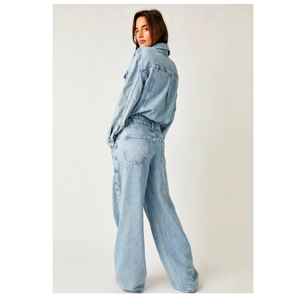 Free People | Touch The Sky One Piece Utility Inspired Denim Jumpsuit | XS - Picture 5 of 16